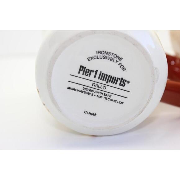 Pier 1 Imports Set of 2 Gallo Rooster Design Coffee Tea Mugs Ironstone 14 oz - Picture 9 of 10